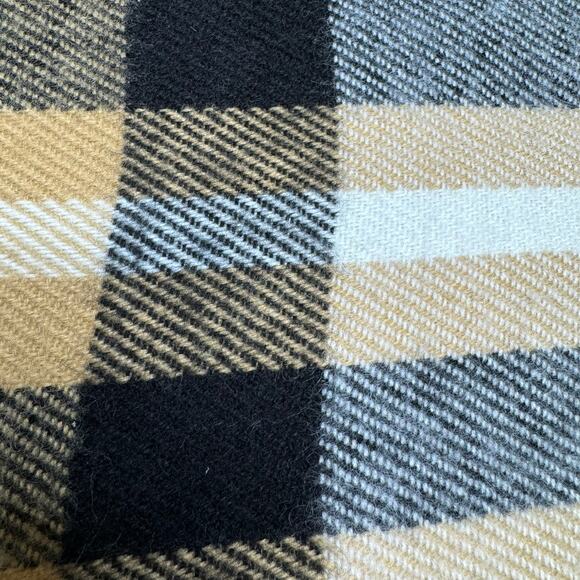 NWT Kelly & Katie V. Fraas Plaid Poncho Fringe Trim Black Beige Ivory OSFM - Picture 8 of 11